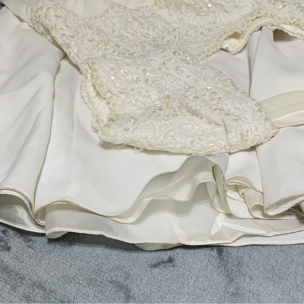 Vintage Wedding Empire Waist 9/10 Beaded BodiceRoundedCollar - Picture 10 of 15